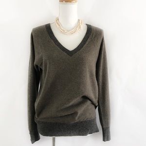 CLUB MONACO Cashmere V-Neck Sweater Brown/Taupe